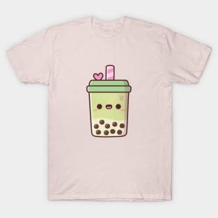 Cute Matcha Latte Boba Tea T-Shirt